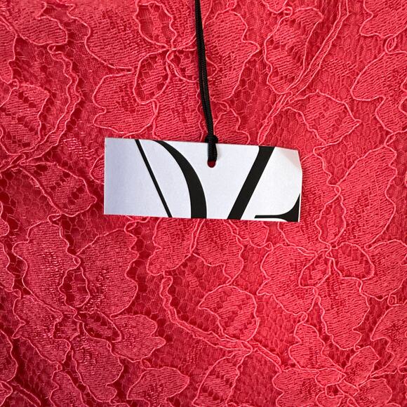 DIANE VON FURSTENBERG Zarita Dress Coral Lace Size 12 Mini Sheath Cocktail New - Picture 7 of 9